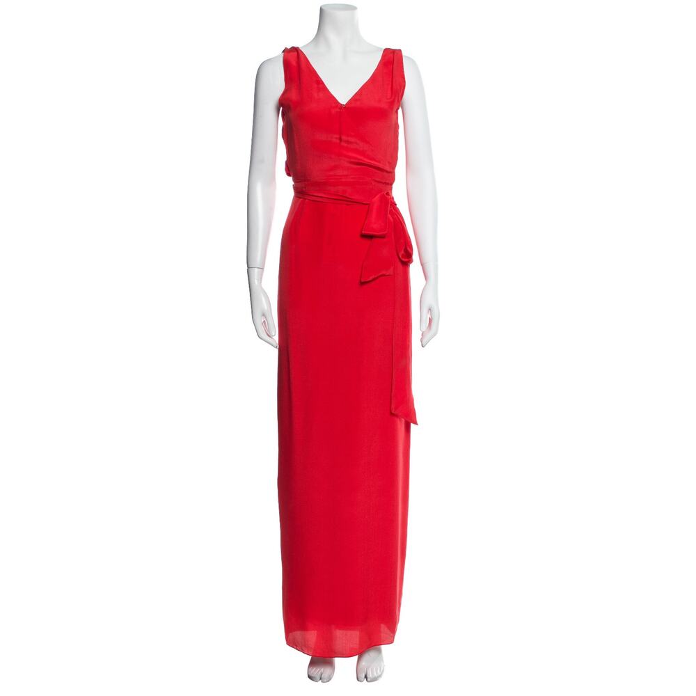 Azeeza Red Silk Wrap Maxi‎ Dress Size S Designer Evening Gown